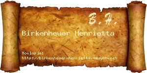 Birkenheuer Henrietta névjegykártya